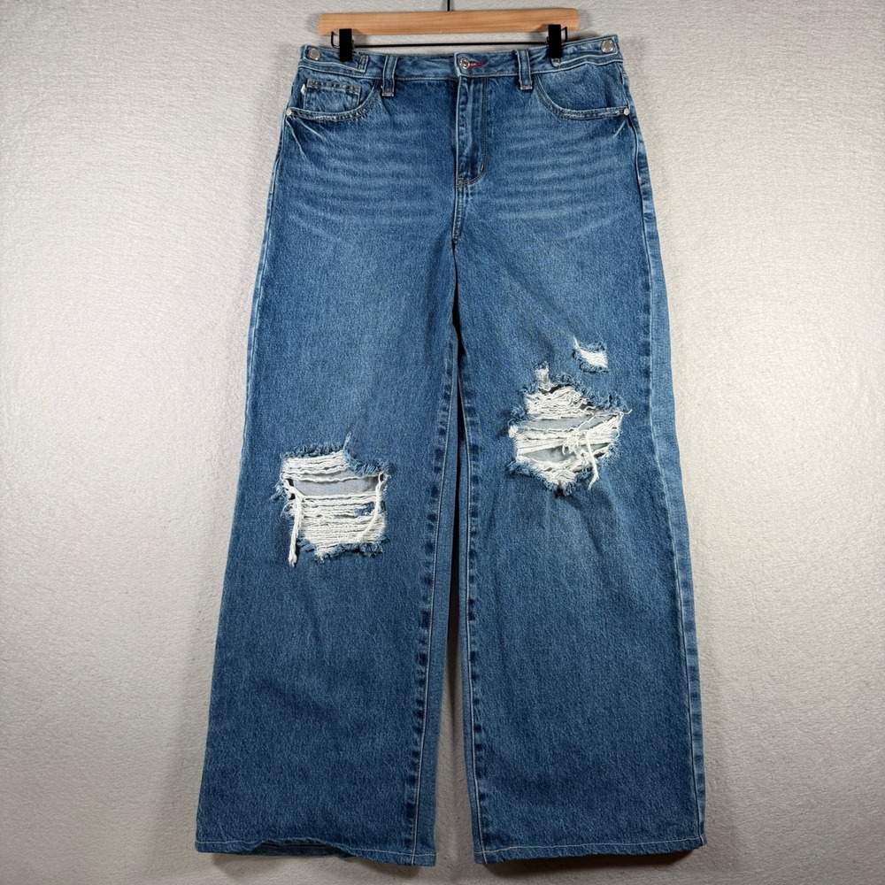 Judy Blue Column Straight Distressed Jeans Medium Wash Blue 11/30 JB881115 MD-CO